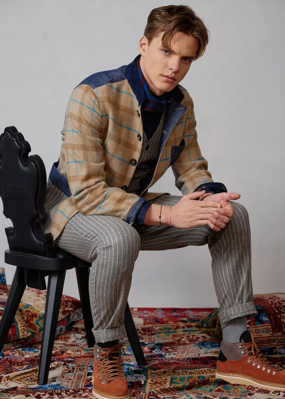 Karierter Materialmix-Blazer Lugionas>Luis Trenker Cheap