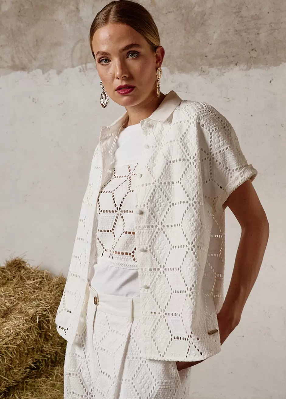 Kurzarmbluse Aus Sangallo-Spitze Luflora>Luis Trenker Flash Sale
