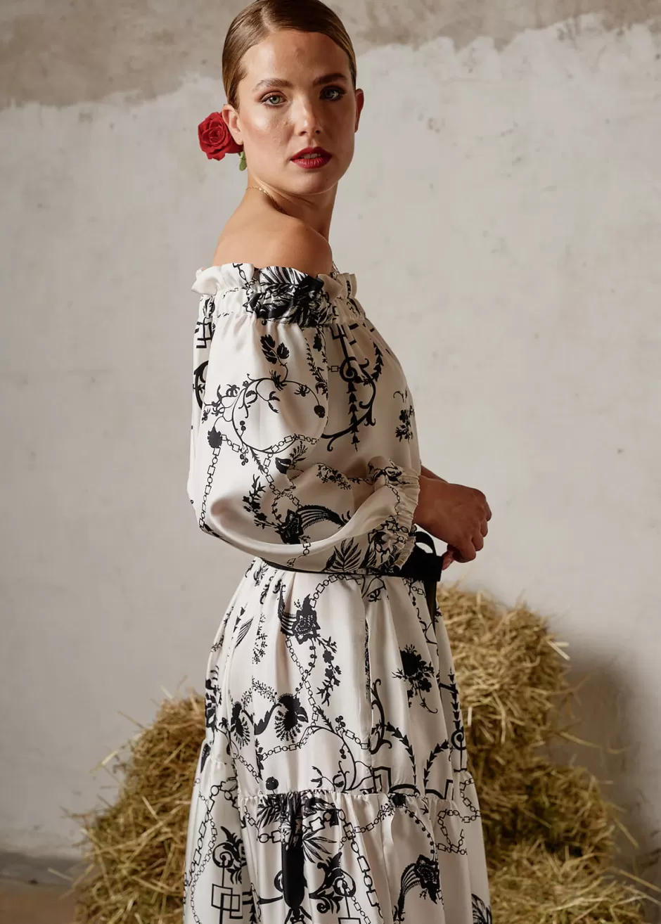 Schulterfreies Seidenkleid Mit Print Lucamilla>Luis Trenker Fashion