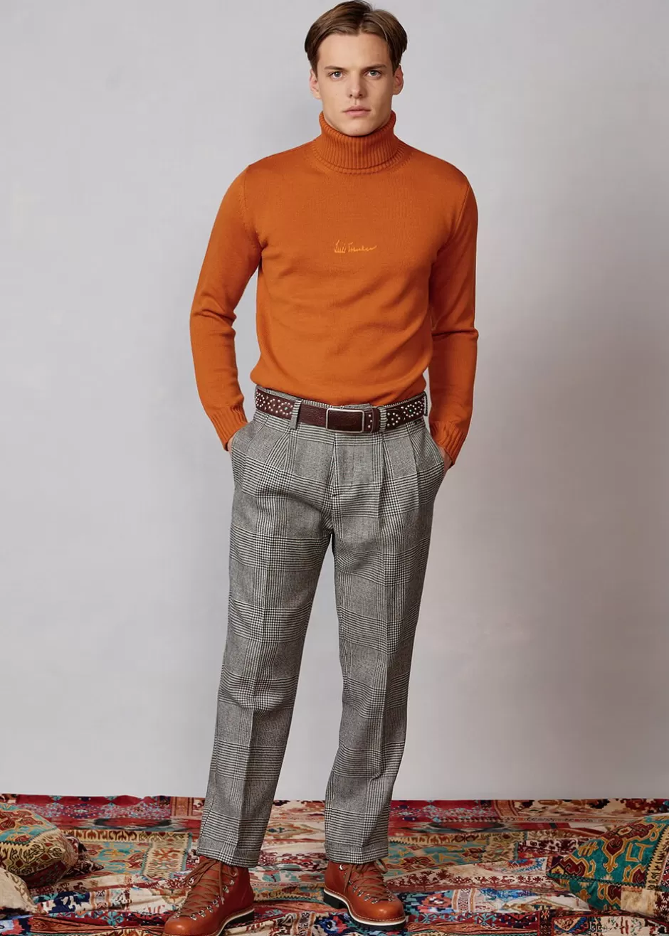 Schurwoll-Hose Mit Hahnentrittmuster Lustrang>Luis Trenker Shop