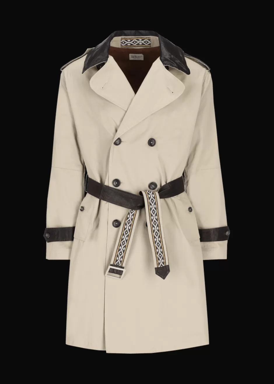 Trenchcoat Mit Lederdetails Lufelipe>Luis Trenker Sale
