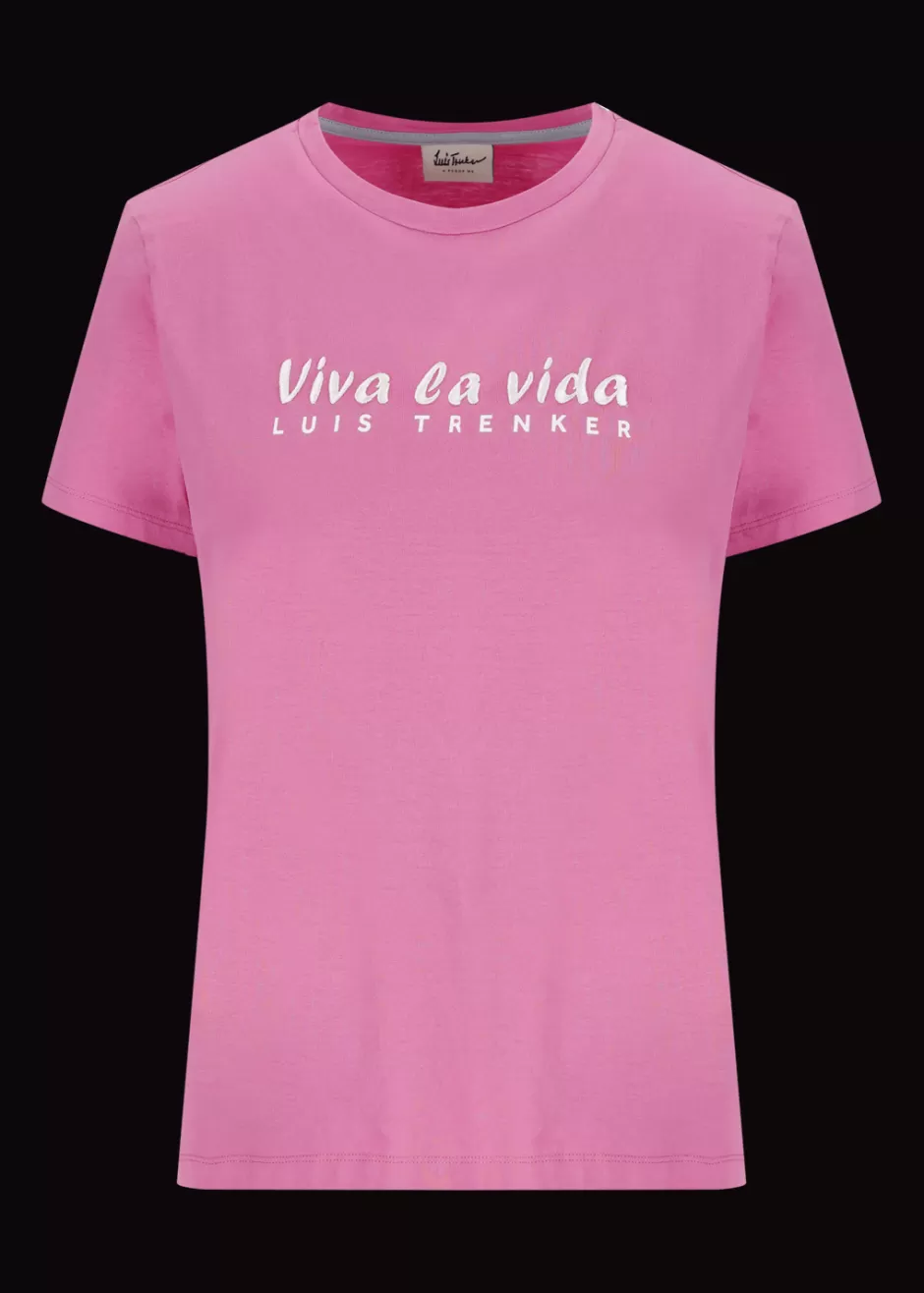 T-Shirt Mit Gesticktem Slogan Viva La Vida>Luis Trenker New